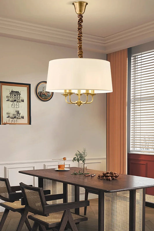 Vintage Brass Fabric Pendant Lamp - view 2 | morylighting