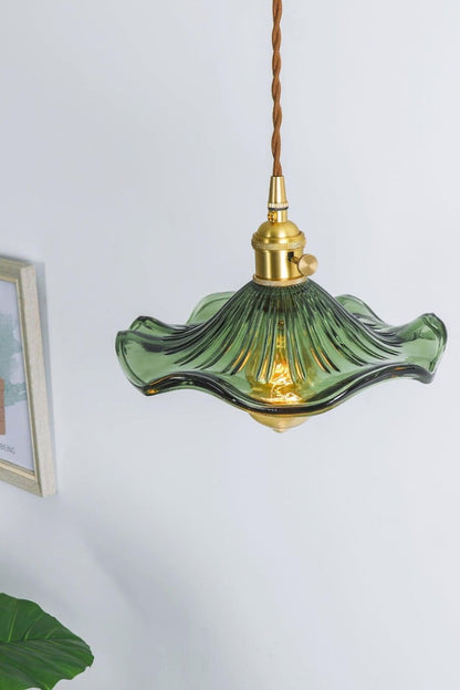 Vintage Glass Hibiscus Flower Pendant Light - view 2 | morylighting