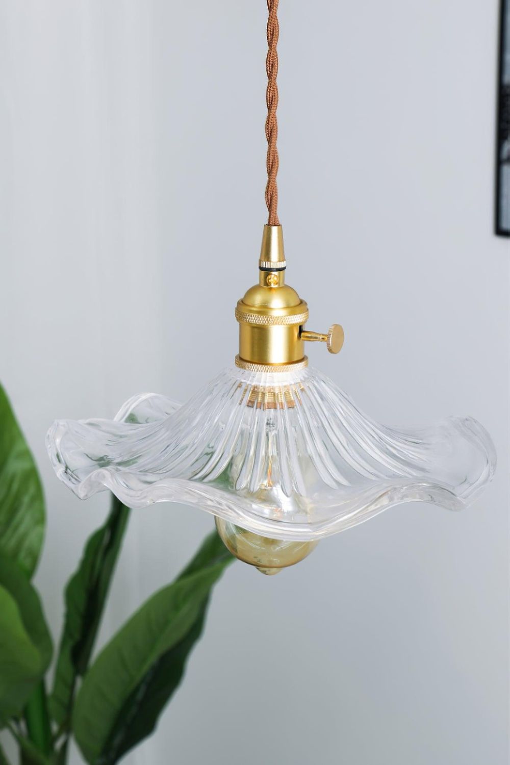 Vintage Glass Hibiscus Flower Pendant Light - view 4 | morylighting