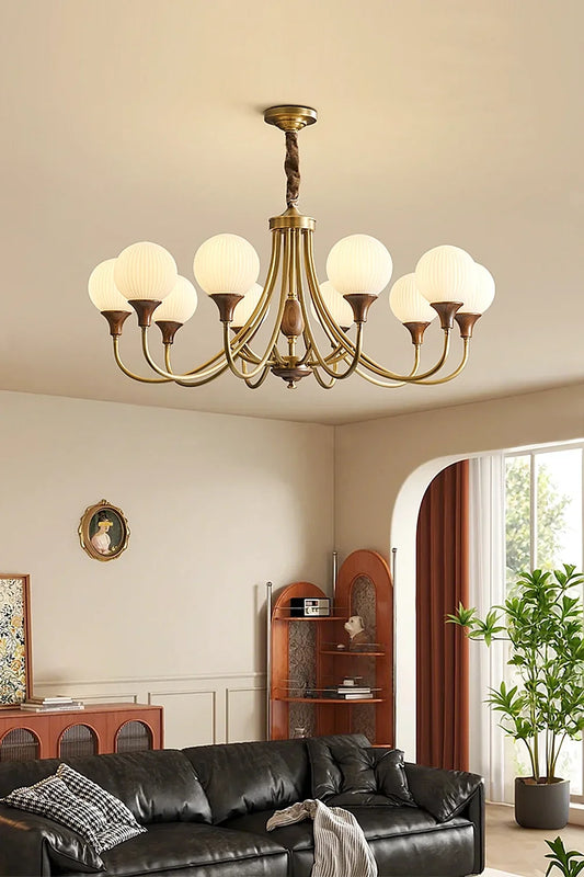 Vintage Globe Brass Chandelier - view 2 | morylighting