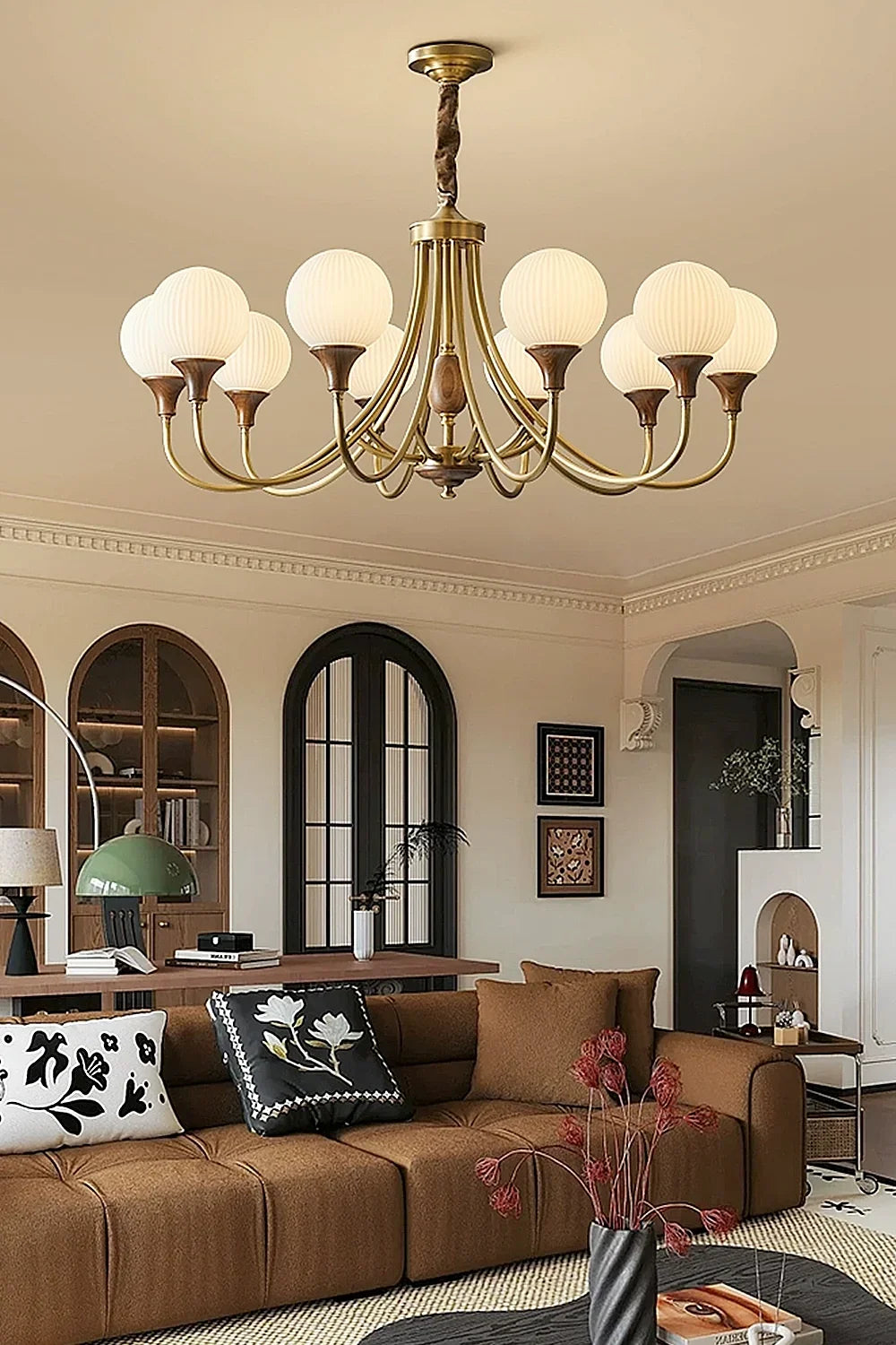 Vintage Globe Brass Chandelier - view 3 | morylighting