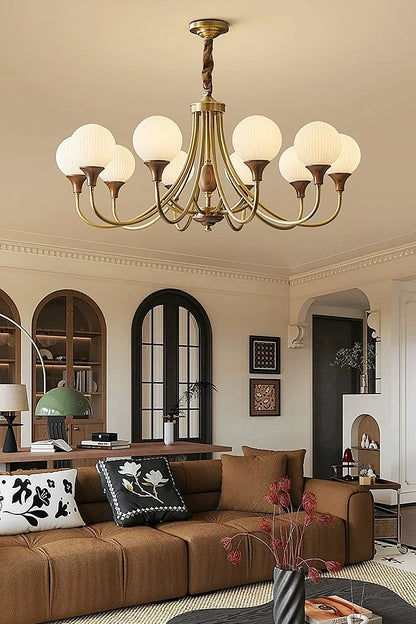 Vintage Globe Brass Chandelier - view 3 | morylighting