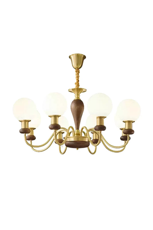 Vintage Globe Walnut Brass Chandelier | morylighting