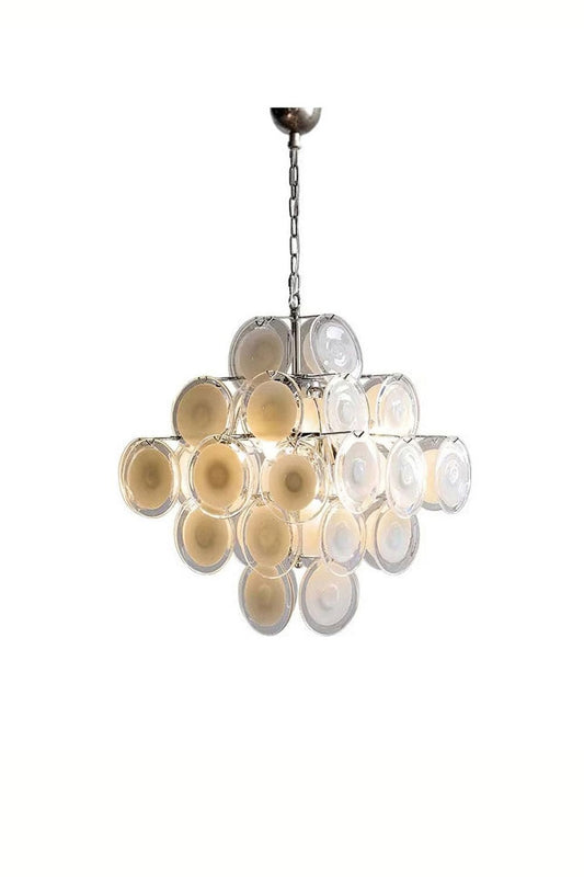 Vintage Art White Disk Glass Chandelier | morylighting