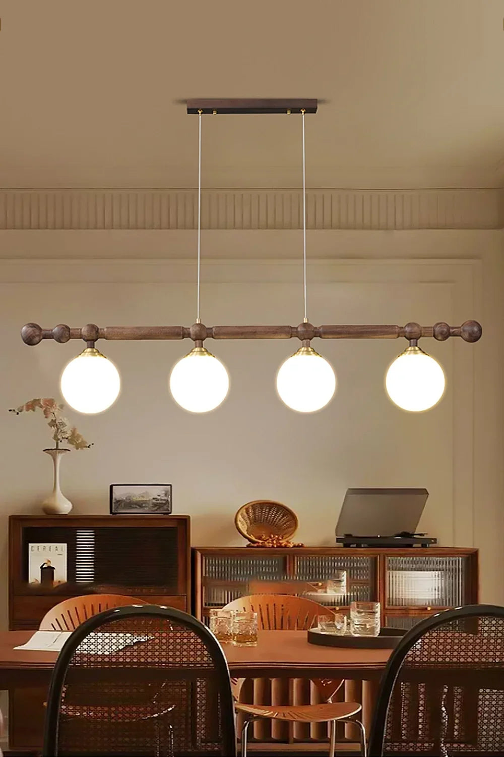 Vintage Walnut Dinging room Chandelier - view 3 | morylighting
