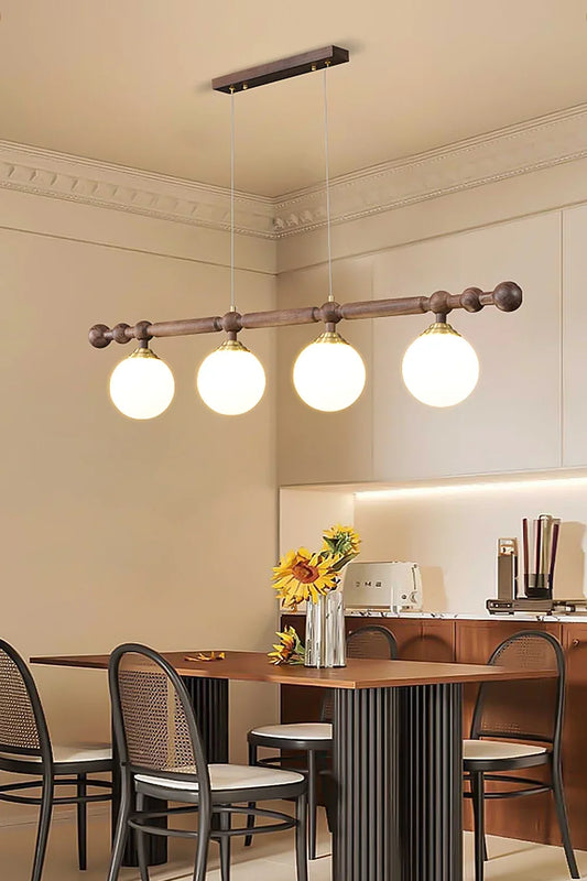 Vintage Walnut Dinging room Chandelier - view 2 | morylighting