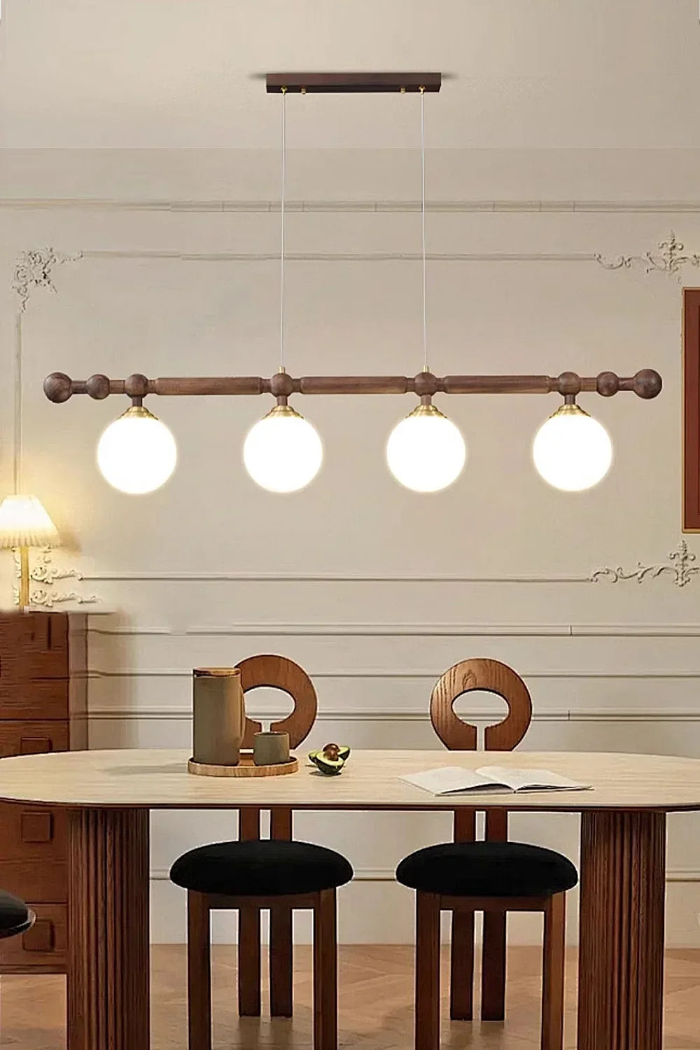 Vintage Walnut Dinging room Chandelier - view 4 | morylighting
