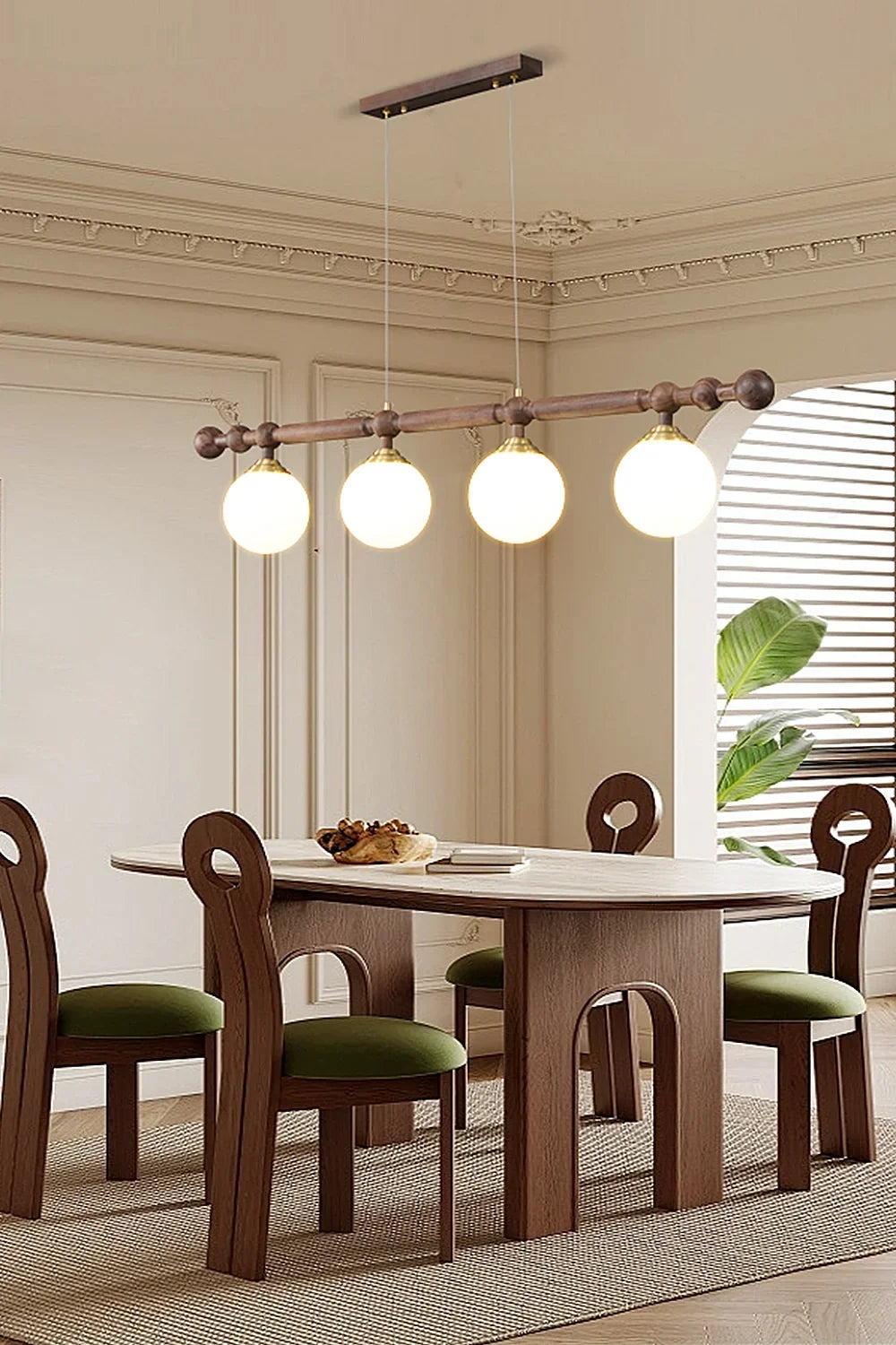 Vintage Walnut Dinging room Chandelier - view 5 | morylighting