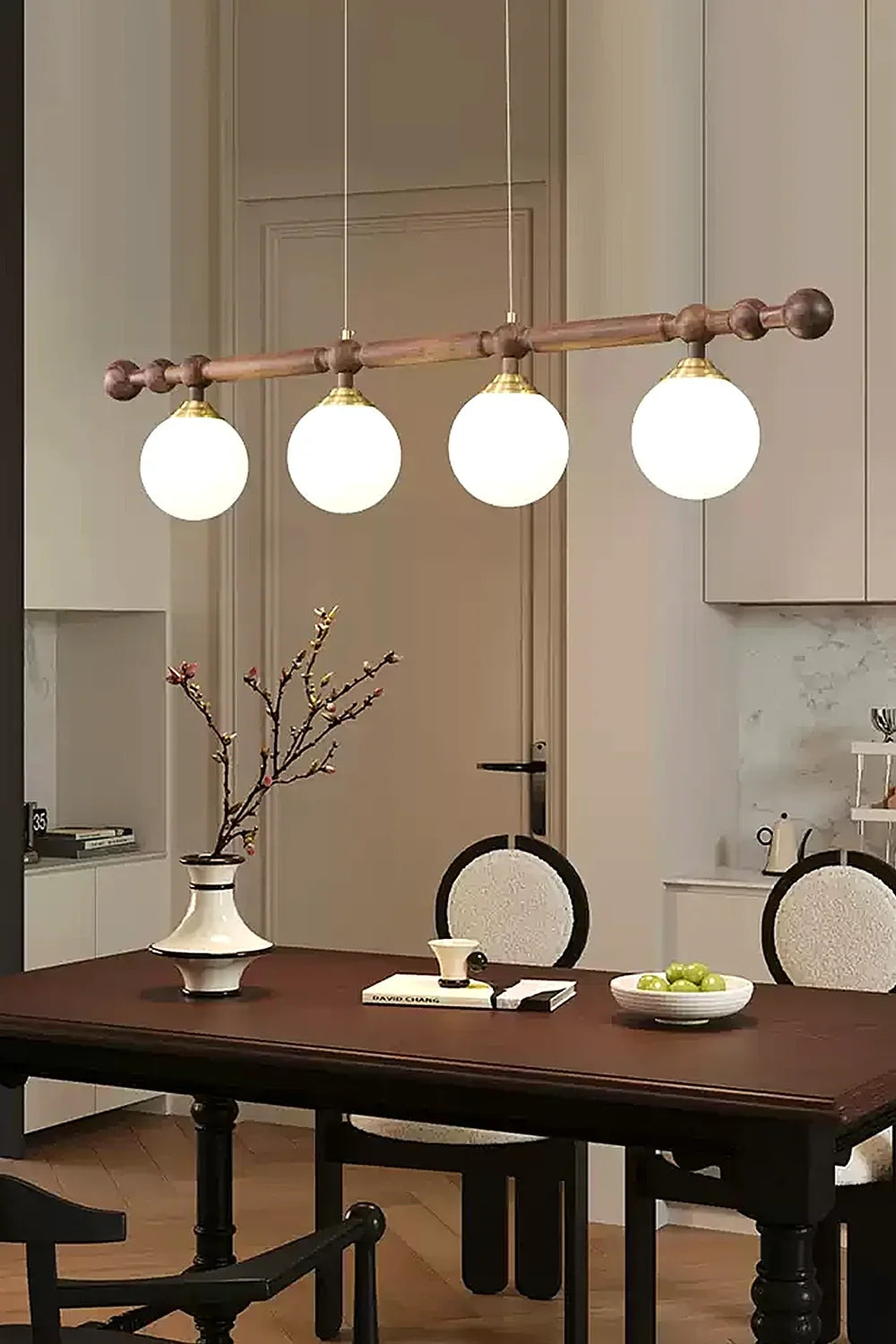 Vintage Walnut Dinging room Chandelier - view 8 | morylighting