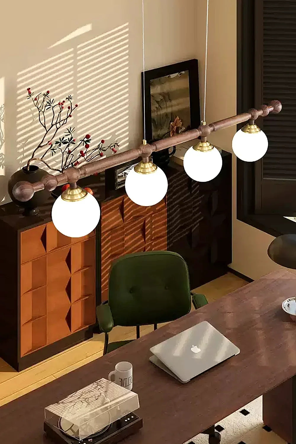 Vintage Walnut Dinging room Chandelier - view 9 | morylighting