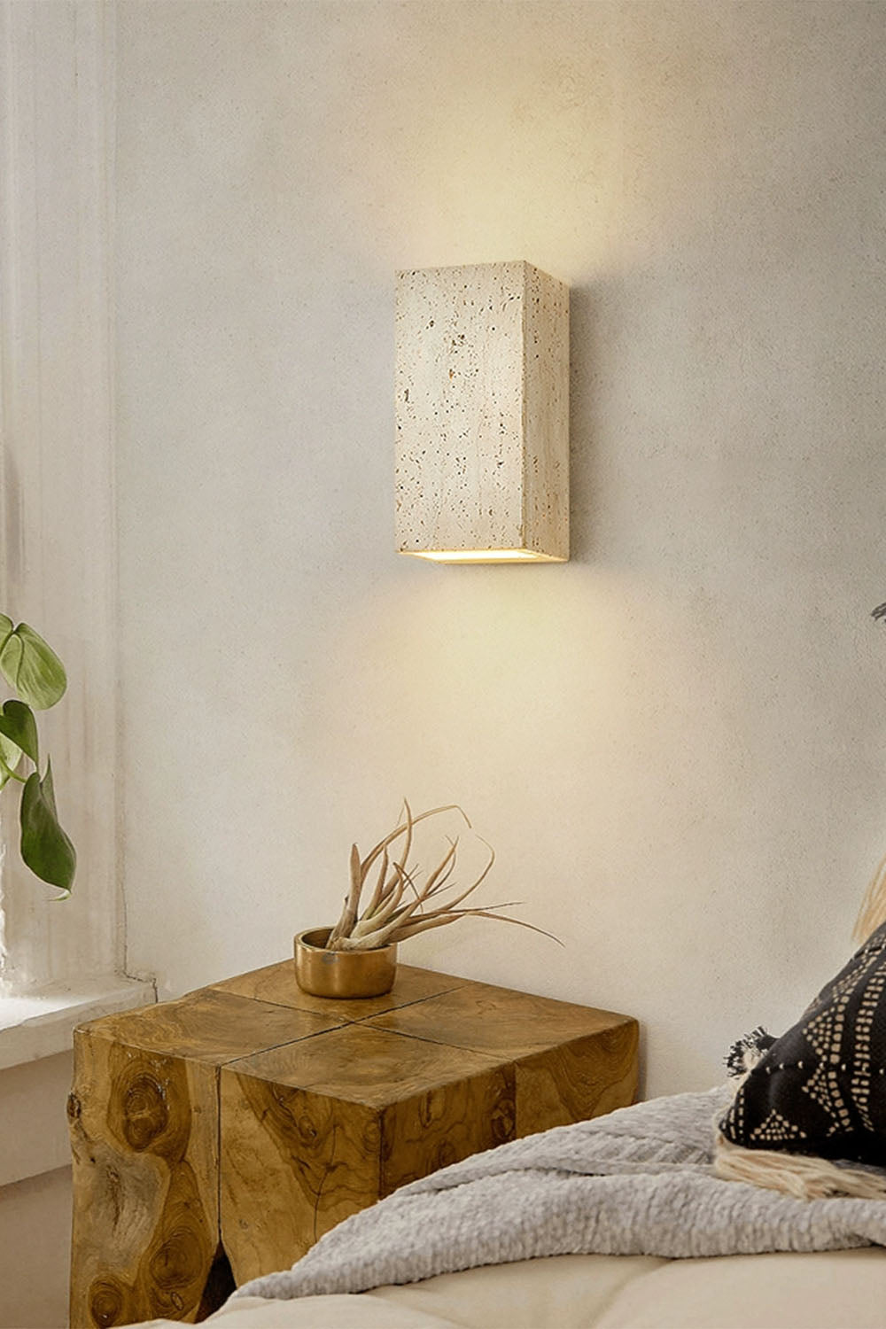 Vintage Yellow Travertine Wall Lamp - view 2 | morylighting