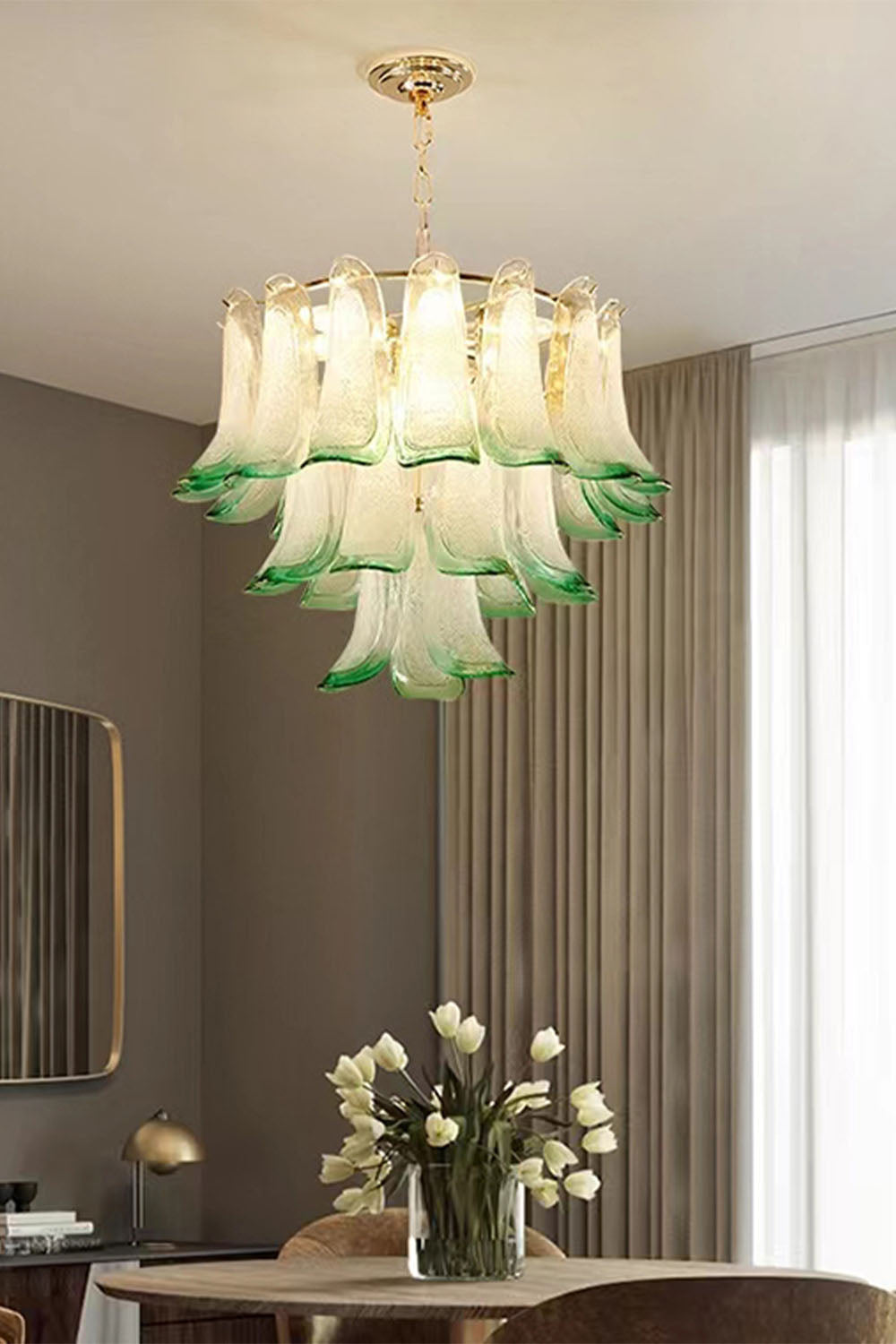 Vistosi-Style Glass Petal Chandelier - view 2 | morylighting