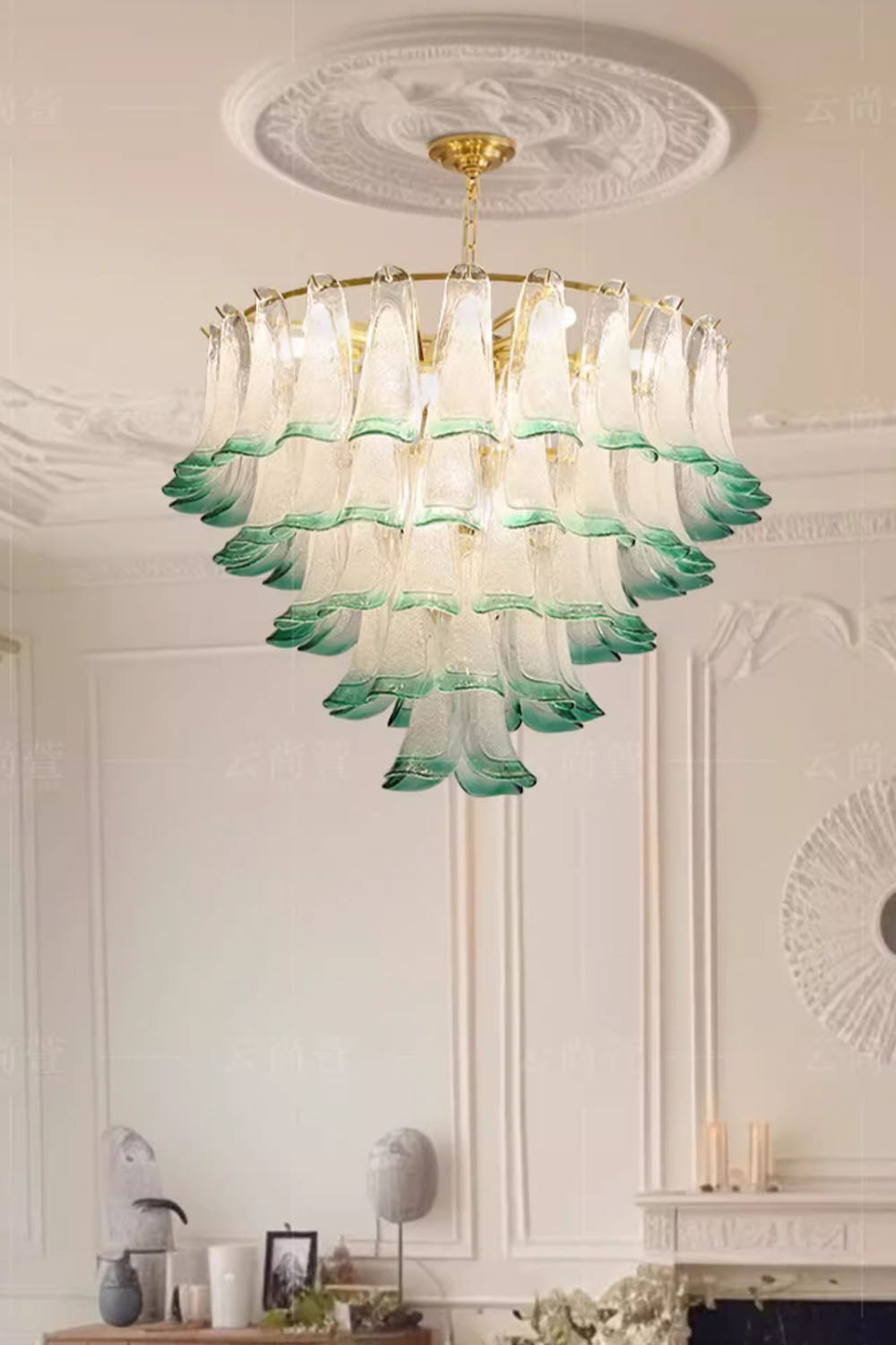 Vistosi-Style Glass Petal Chandelier - view 8 | morylighting
