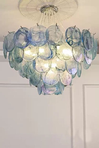Vistosi Style Glass Pearl Disc Chandelier - view 4 | morylighting