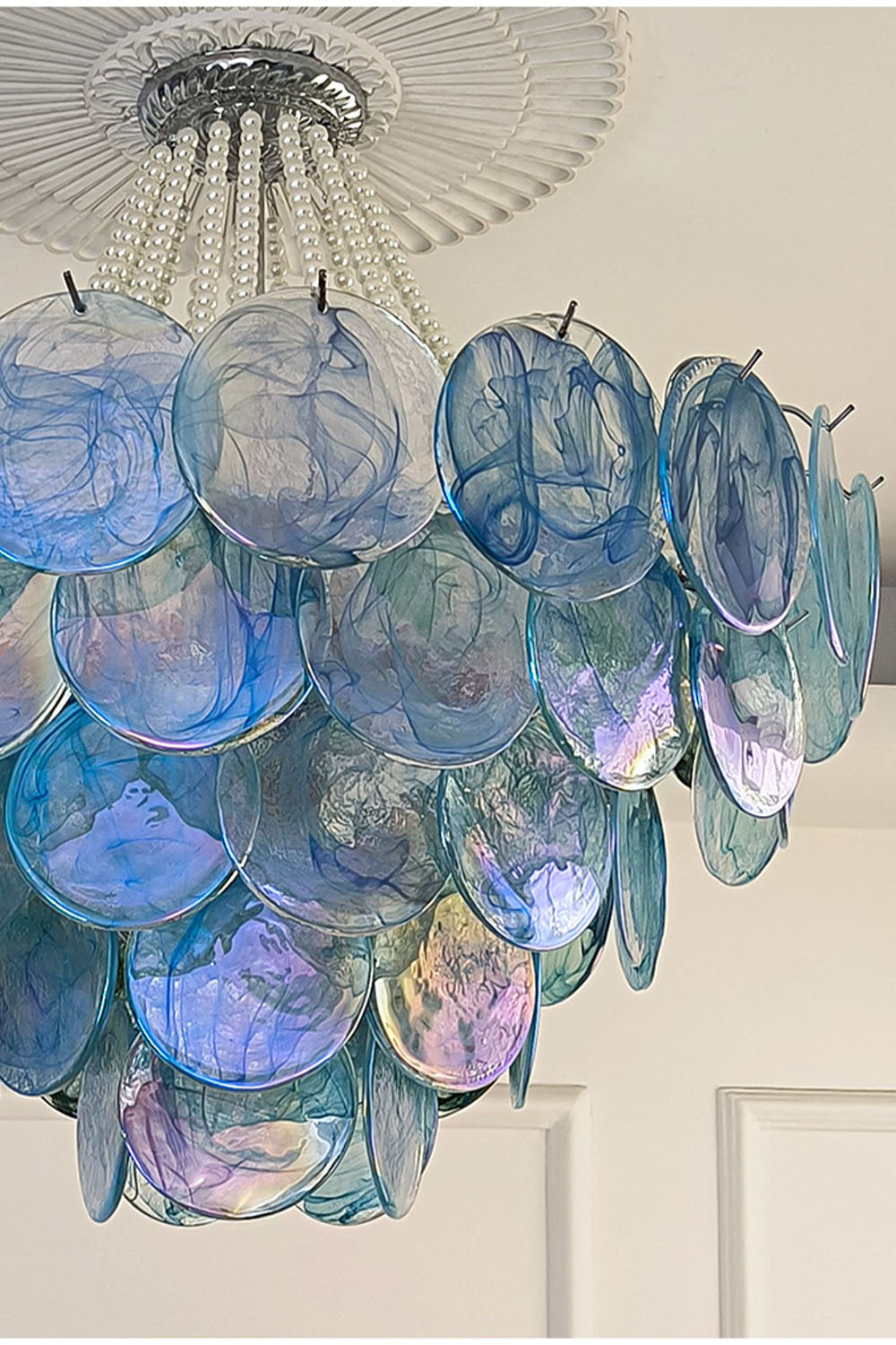 Vistosi Style Glass Pearl Disc Chandelier - view 6 | morylighting