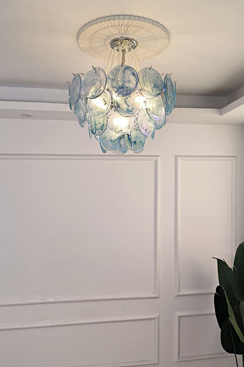 Vistosi Style Glass Pearl Disc Chandelier - view 3 | morylighting