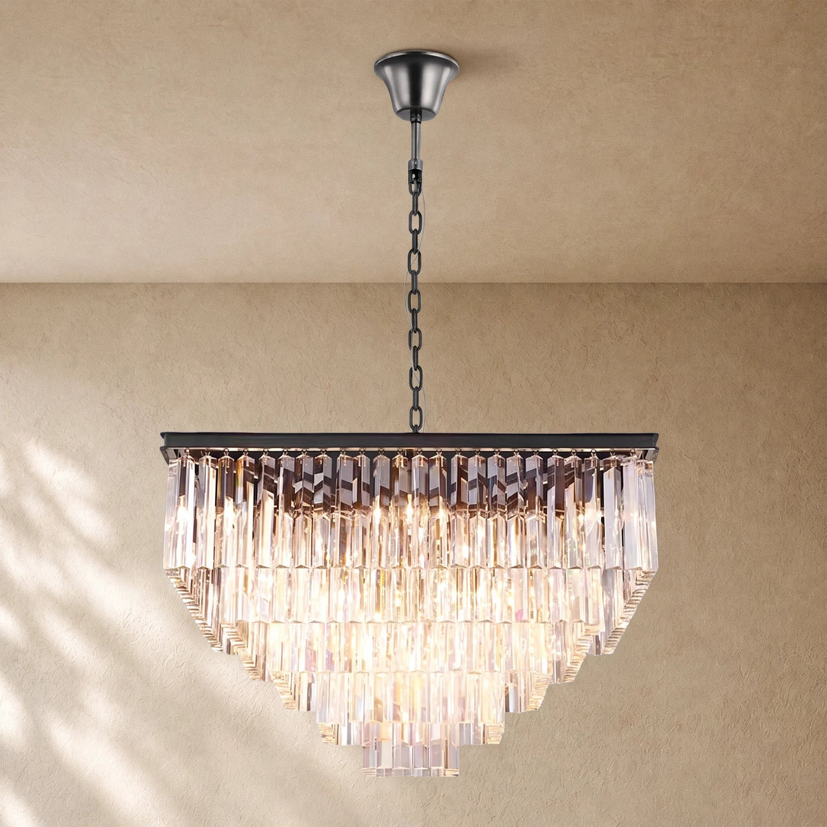 1920s Crystal Square Chandelier