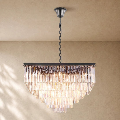1920s Crystal Square Chandelier