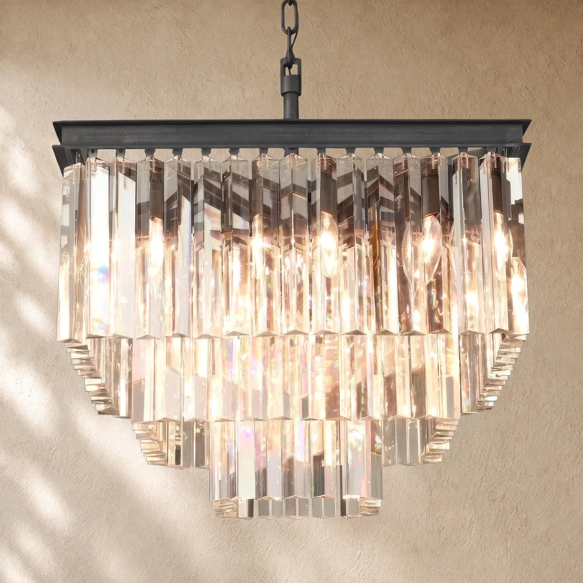 1920s Crystal Square Chandelier