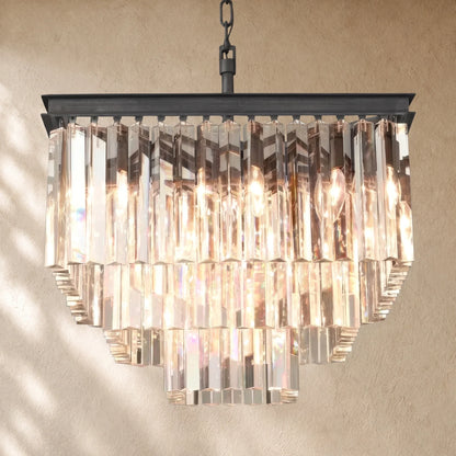 1920s Crystal Square Chandelier
