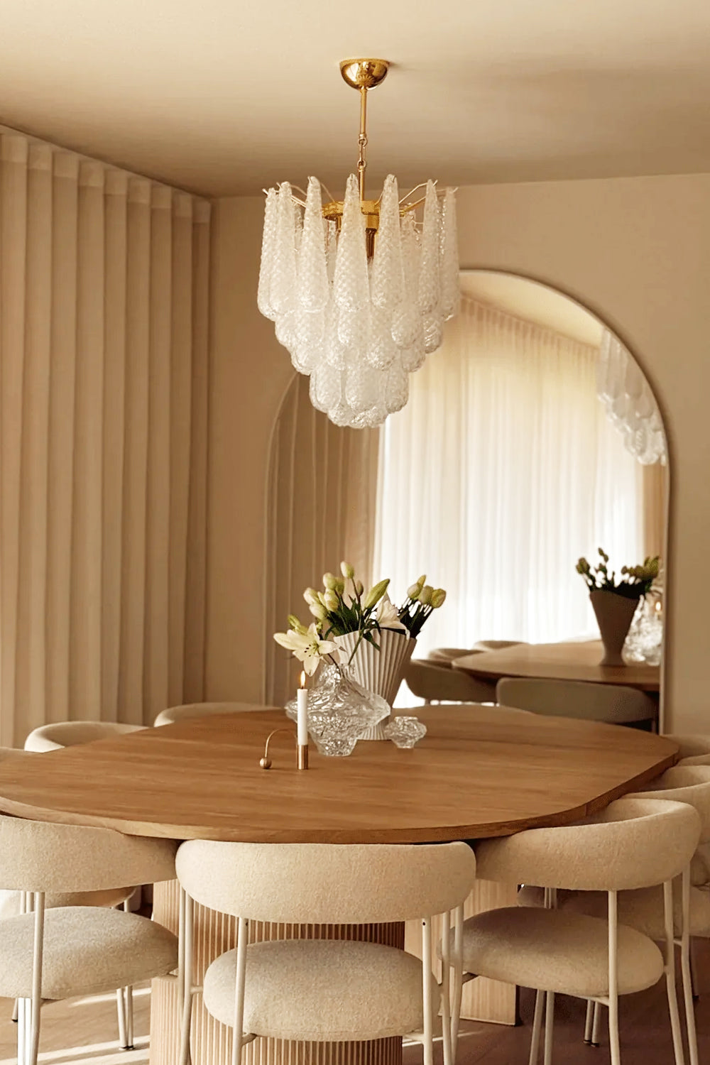 Water Drop Petal Art Glass Chandelier - view 2 | morylighting