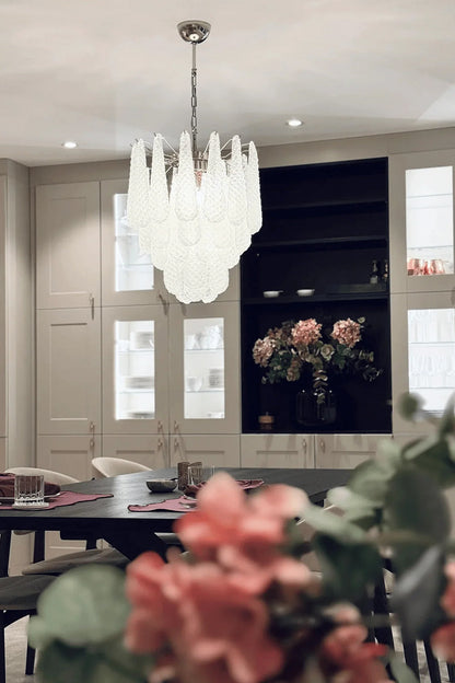 Water Drop Petal Art Glass Chandelier - view 9 | morylighting