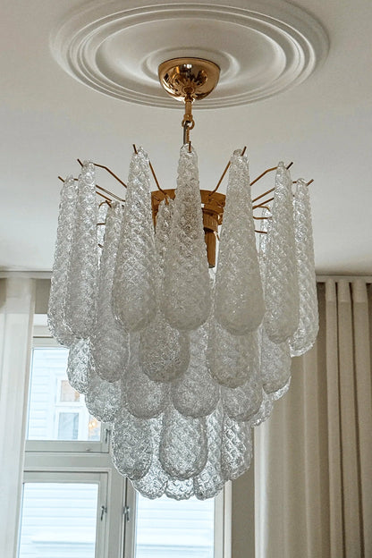 Water Drop Petal Art Glass Chandelier - view 6 | morylighting