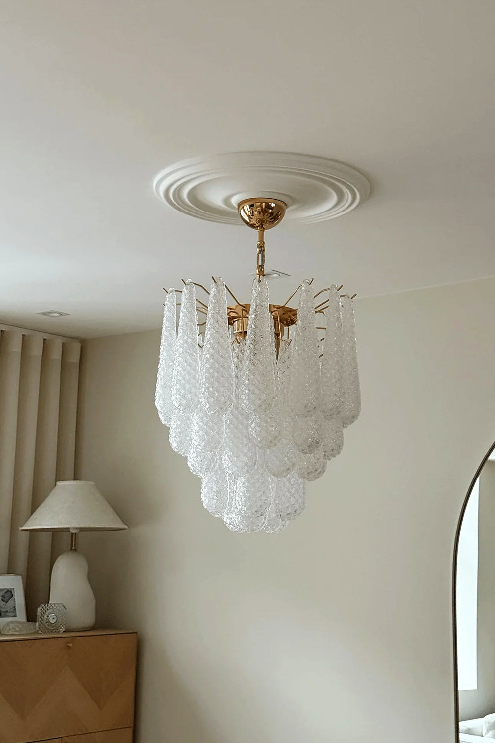 Water Drop Petal Art Glass Chandelier - view 13 | morylighting