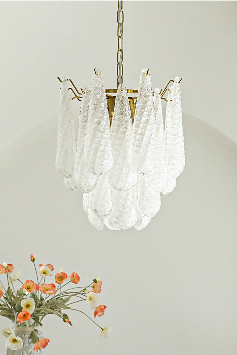 Water Drop Petal Art Glass Chandelier - view 5 | morylighting