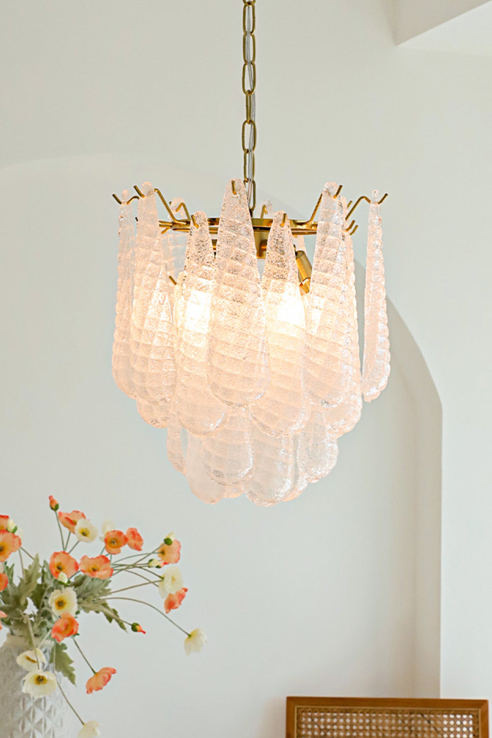 Water Drop Petal Art Glass Chandelier - view 4 | morylighting
