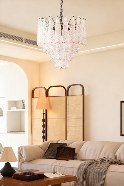 Water Drop Petal Art Glass Chandelier - view 8 | morylighting