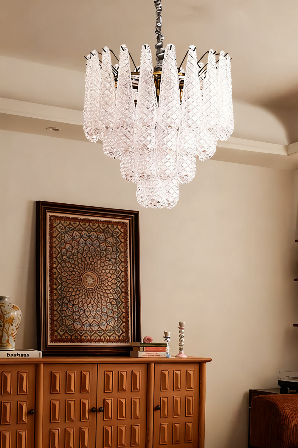 Water Drop Petal Art Glass Chandelier - view 11 | morylighting