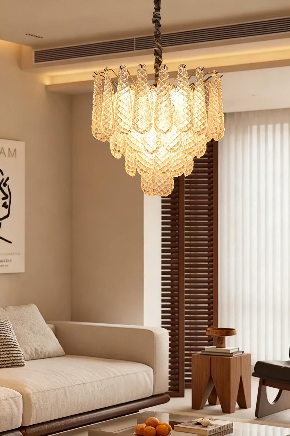 Water Drop Petal Art Glass Chandelier - view 12 | morylighting