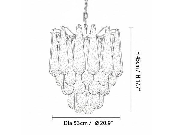 Water Drop Petal Art Glass Chandelier - view 28 | morylighting