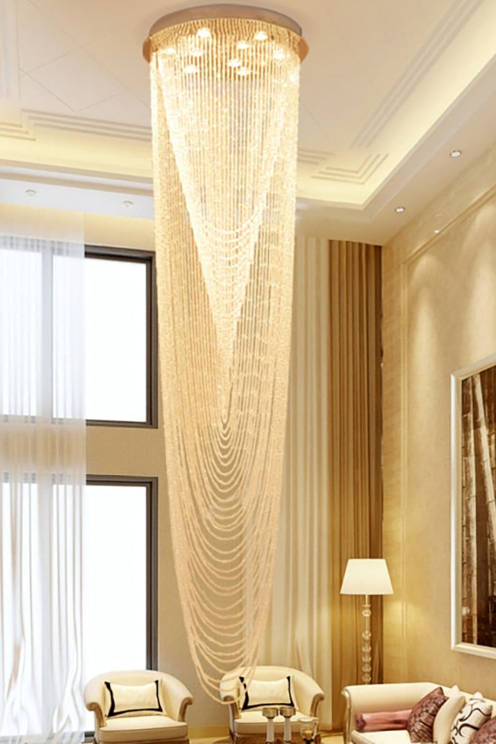 Waterfall Beaded Curtain Crystal Chandelier - morylighting