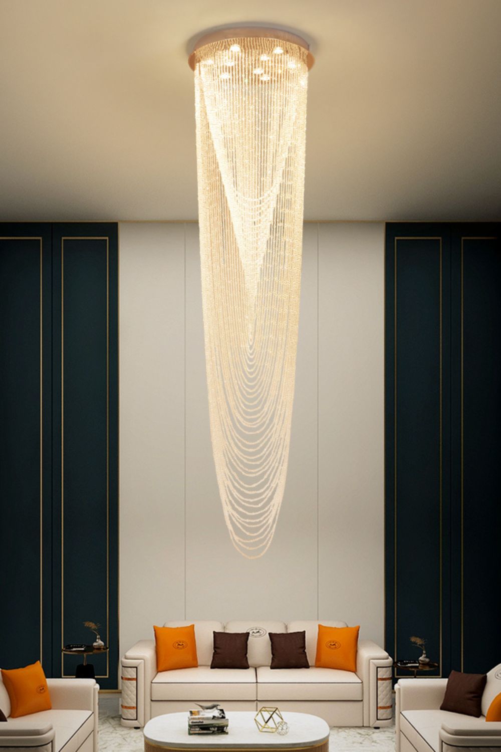 Waterfall Beaded Curtain Crystal Chandelier - morylighting