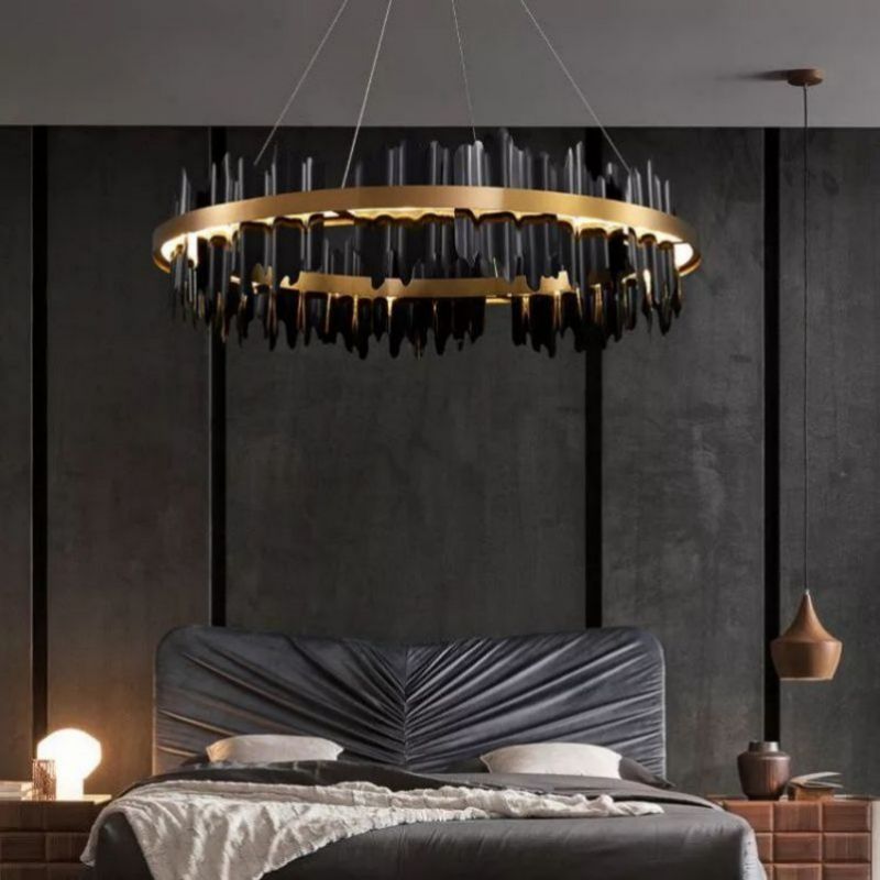 LA Wave Modern Sculpture Round Chandelier