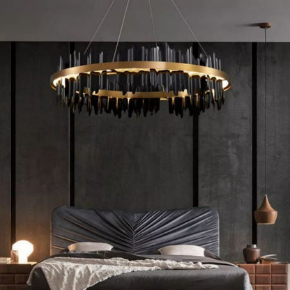 LA Wave Modern Sculpture Round Chandelier