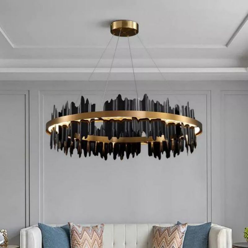 LA Wave Modern Sculpture Round Chandelier