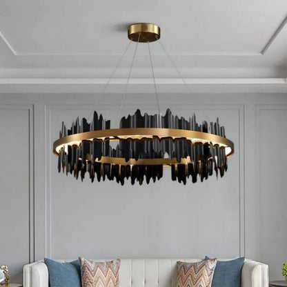 LA Wave Modern Sculpture Round Chandelier