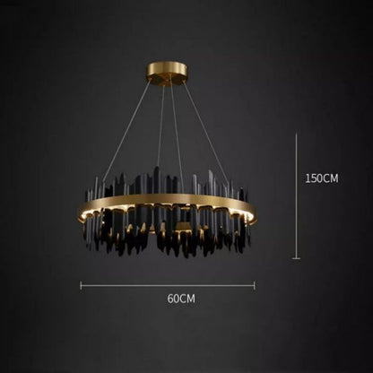 LA Wave Modern Sculpture Round Chandelier