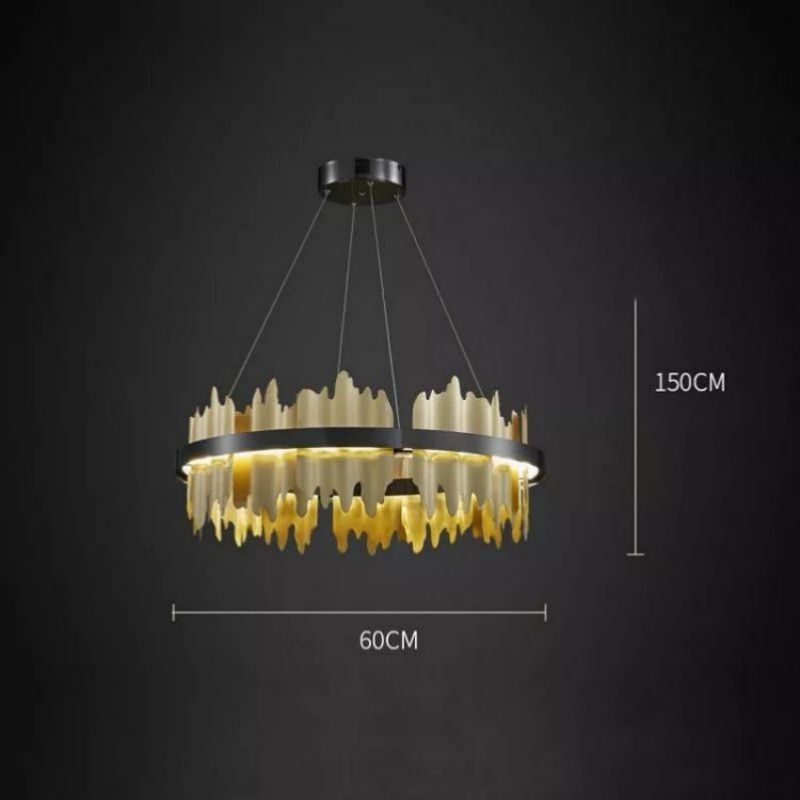 LA Wave Modern Sculpture Round Chandelier