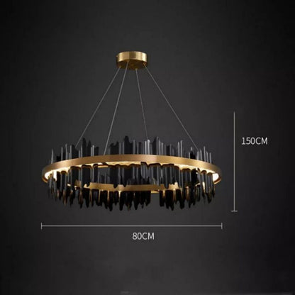 LA Wave Modern Sculpture Round Chandelier