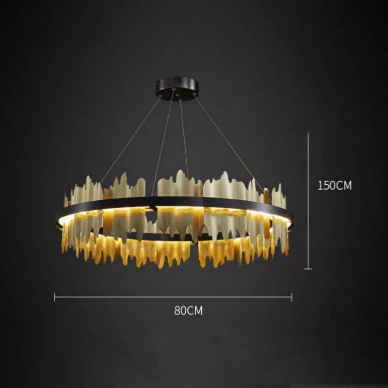 LA Wave Modern Sculpture Round Chandelier