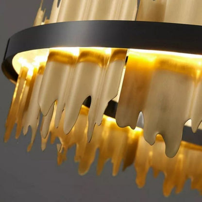 LA Wave Modern Sculpture Round Chandelier