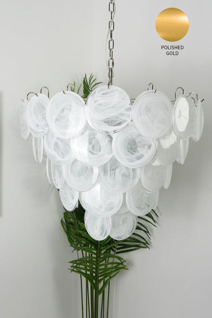 White Art Disc Glass Chandelier - view 20 | morylighting