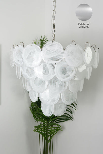 White Art Disc Glass Chandelier - view 21 | morylighting