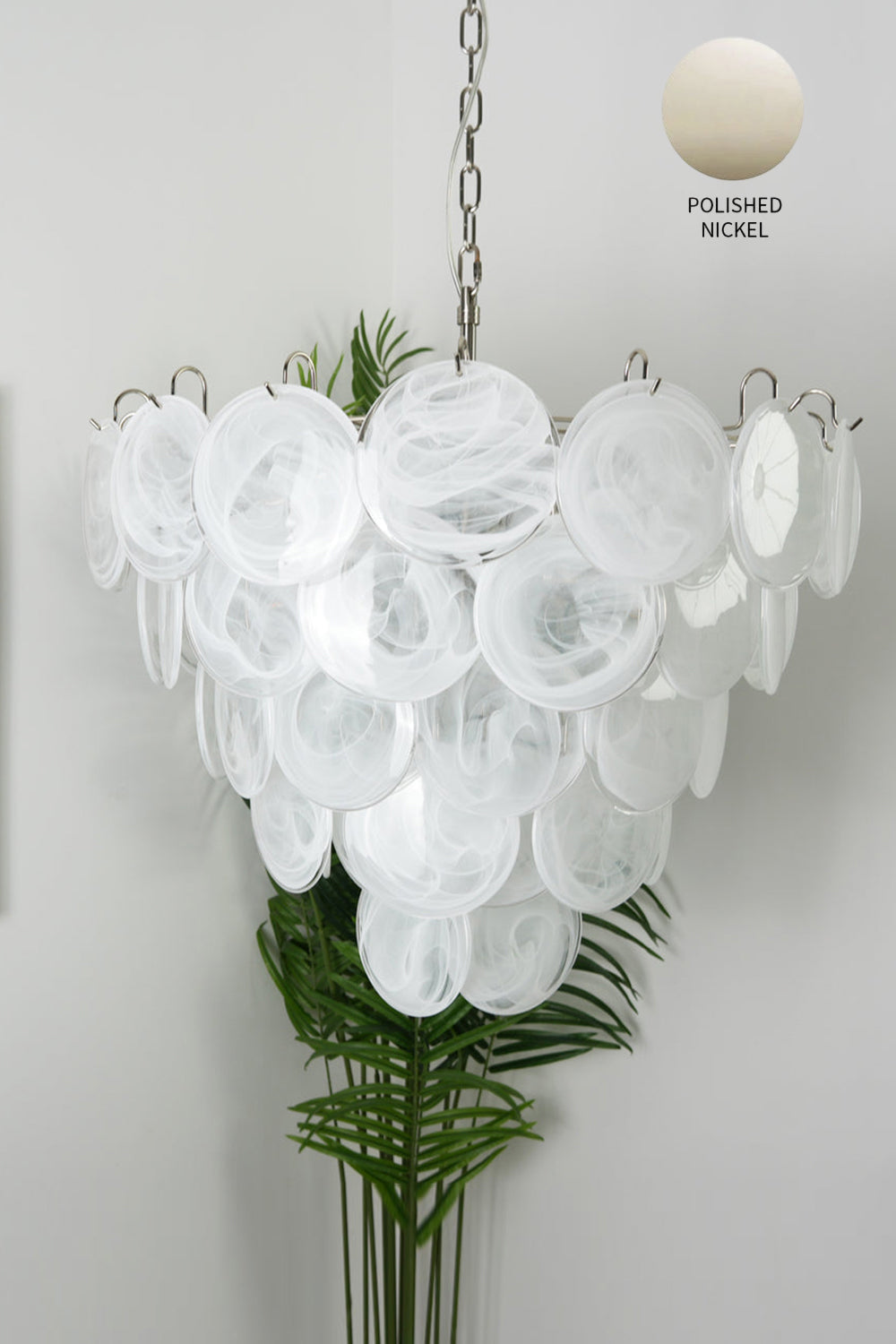 White Art Disc Glass Chandelier - view 19 | morylighting