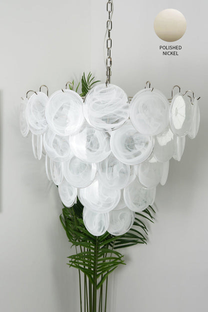 White Art Disc Glass Chandelier - view 19 | morylighting