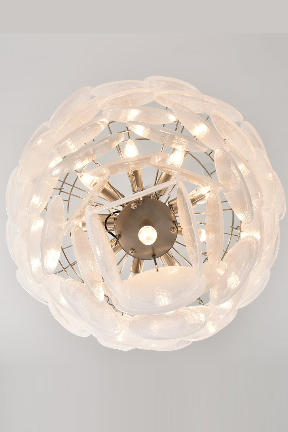 White Art Disc Glass Chandelier - view 12 | morylighting